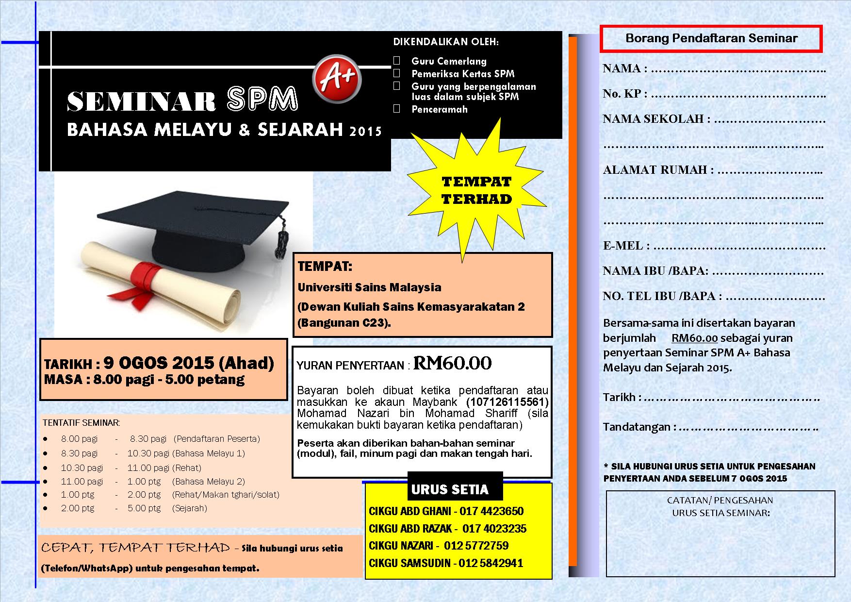 SEMINAR SPM A+ Bahasa Melayu dan Sejarah  Lamanbahasa's Blog
